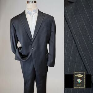 Hart Schaffner Marx 54L 47x32 Gray Stripe Quality Suit